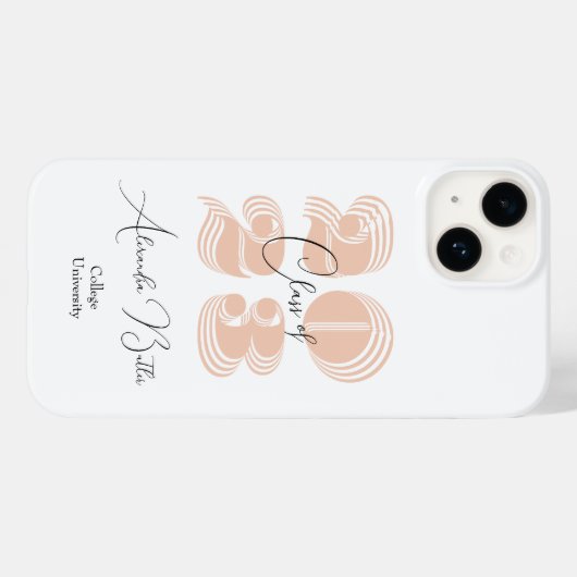 Peachy Afstudeerder Custom Name Class of 2023 Afst Case-Mate iPhone Case (Achterkant (horizontaal))