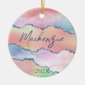 Peachy Agaat | zacht pastel ombre monogram Keramisch Ornament (Voorkant)