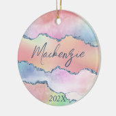 Peachy Agaat | zacht pastel ombre monogram Keramisch Ornament (Links)