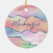 Peachy Agaat | zacht pastel ombre monogram Keramisch Ornament (Achterkant)