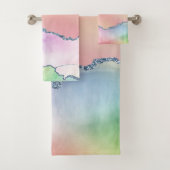 Peachy Agaat |  zachte pastel Waterverf Ombre Bad Handdoek (Insitu)