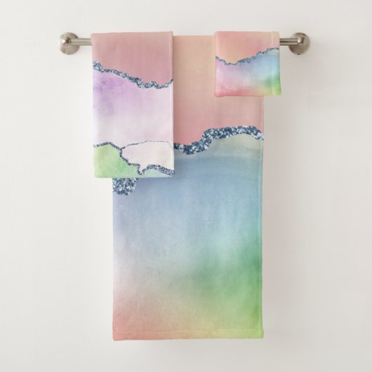 Peachy Agaat |  zachte pastel Waterverf Ombre Bad Handdoek (Insitu)