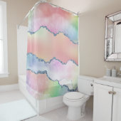 Peachy Agaat |  zachte pastel Waterverf Ombre Douchegordijn (In situ)