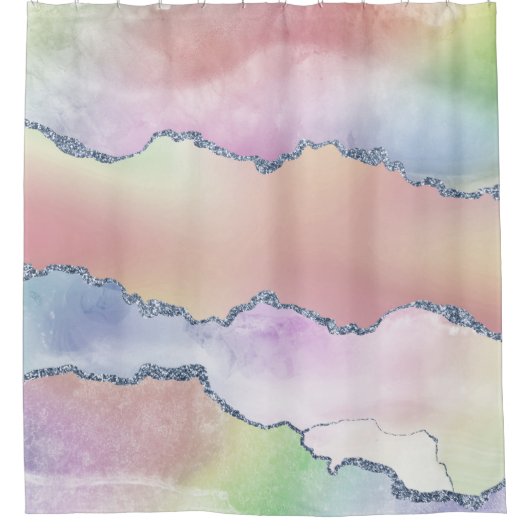 Peachy Agaat |  zachte pastel Waterverf Ombre Douchegordijn (Voorkant)