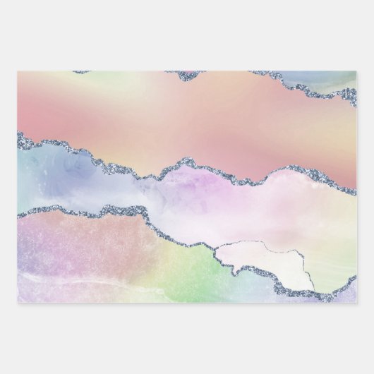 Peachy Agaat |  zachte pastel Waterverf Ombre Inpakpapier Vel (Voorkant 3)