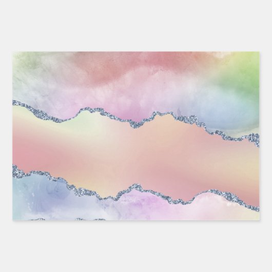 Peachy Agaat |  zachte pastel Waterverf Ombre Inpakpapier Vel (Voorkant 2)
