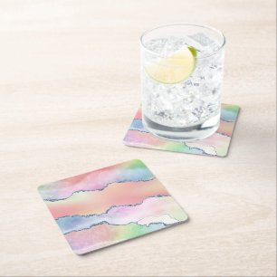 Peachy Agaat    zachte pastel Waterverf Ombre Kartonnen Onderzetters