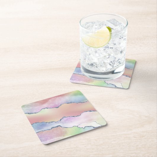 Peachy Agaat |  zachte pastel Waterverf Ombre Kartonnen Onderzetters (Insitu)