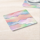 Peachy Agaat |  zachte pastel Waterverf Ombre Kartonnen Onderzetters (Schuin)