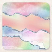 Peachy Agaat |  zachte pastel Waterverf Ombre Kartonnen Onderzetters (Voorkant)