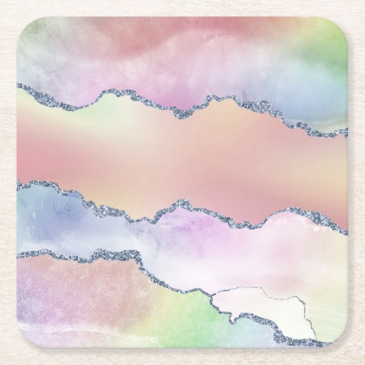 Peachy Agaat |  zachte pastel Waterverf Ombre Kartonnen Onderzetters (Voorkant)