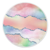 Peachy Agaat | zachte pastel Waterverf Ombre Keramische Knop (Voorkant)