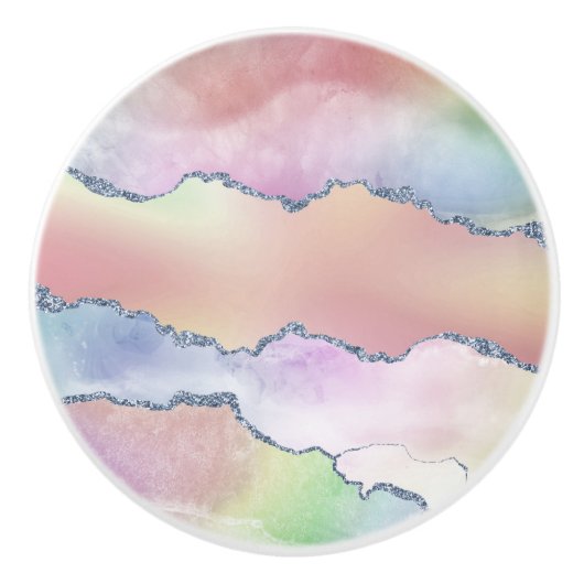 Peachy Agaat | zachte pastel Waterverf Ombre Keramische Knop (Voorkant)