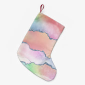 Peachy Agaat |  zachte pastel Waterverf Ombre Kleine Kerstsok (Voorkant (Hangend))