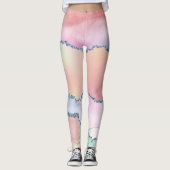Peachy Agaat |  zachte pastel Waterverf Ombre Leggings (Voorkant)