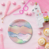 Peachy Agaat | zachte pastel Waterverf Ombre Papieren Bordje (Feest)