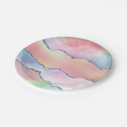 Peachy Agaat | zachte pastel Waterverf Ombre Papieren Bordje (Gekanteld)