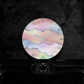 Peachy Agaat |  zachte pastel Waterverf Ombre Ronde Klok