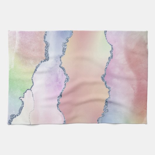 Peachy Agaat | zachte pastel Waterverf Ombre Theedoek (Horizontaal)