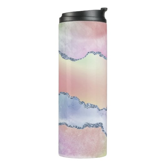 Peachy Agaat |  zachte pastel Waterverf Ombre Thermosbeker (Gedraaid links)