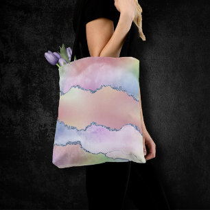 Peachy Agaat zachte pastel Waterverf Ombre Tote Bag