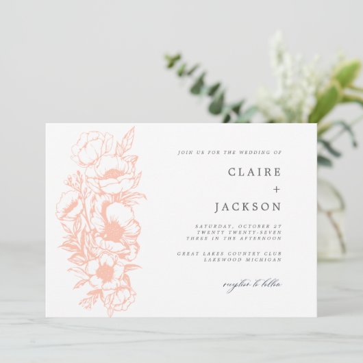 Peachy Anemone Kaart (Staand voorkant)