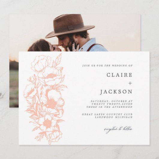 Peachy Anemone Kaart (Voorkant / Achterkant)