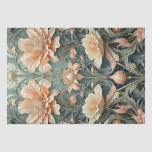 Peachy Aqua Elegance - Decoupage - Tissuepapier (Voorkant)