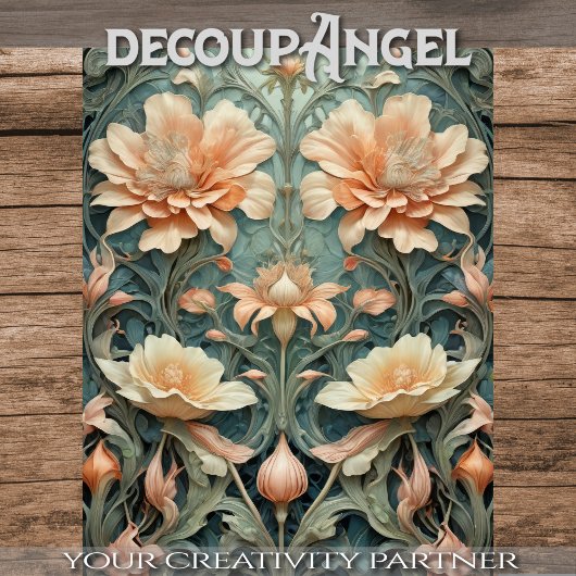 Peachy Aqua Elegance - Decoupage - Tissuepapier