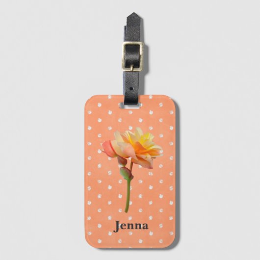 Peachy Begonia Polka Dot Bagagelabel (Voorkant (verticaal))