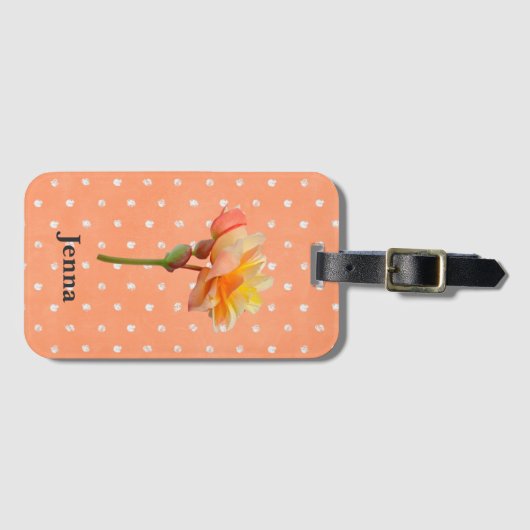 Peachy  Begonia Polka Dot Bagagelabel (Voorkant (horizontaal))