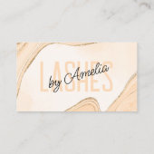 Peachy Beige Gouden Glitter Agaat Oogwimpers Brows Visitekaartje (Achterkant)