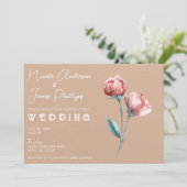 Peachy Beige Waterverf Bloemenbruiloft Kaart (Staand voorkant)