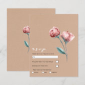 Peachy Beige Waterverf Floral Wedding RSVP Kaart (Voorkant / Achterkant)