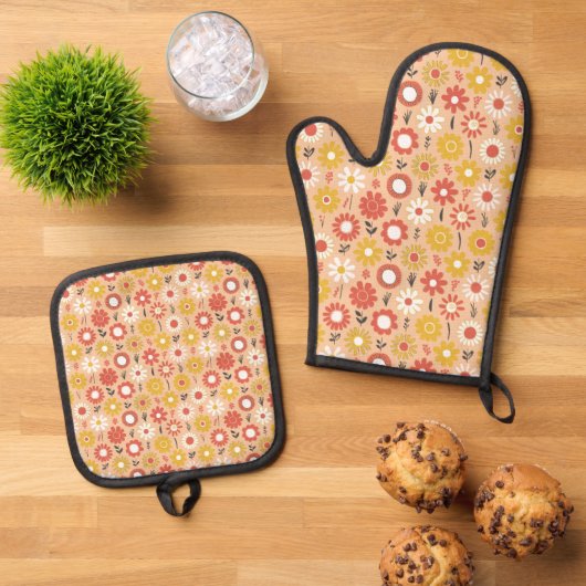 Peachy Bloom Harmony Ovenwant & Pannenlap Set (Top down)