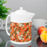 Peachy Blooms Waterverf Peach Theme Theepot<br><div class="desc">Introductie van de "Peachy Blooms" waterverf perzik thema interieur collectie, ontworpen om elegantie en charme te brengen in uw leefruimte. Dit collectie bestaat uit een gelamineerde placemat, een dienblad, een theepot en een porseleinen werper, elk versierd met heerlijke waterverf perzik design. Brouw en serveer je favoriete thee met de theepot...</div>