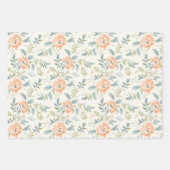Peachy Blossoms Floral Gingham Wrapping Paper (Voorkant)