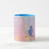 Peachy Blue Bird: Vogels en perenbloemen Mok (Midden)