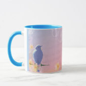 Peachy Blue Bird: Vogels en perenbloemen Mok (Links)