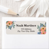 Peachy Blue Waterverf Floral Etiket (Insitu)