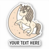 Peachy Blush Pink Celestial Moon & Stars Unicorn Sticker (Voorkant)