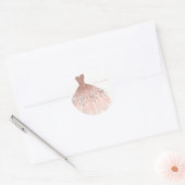 Peachy Blush Roze Glitter Glam Dress Vrijgezellenf Ronde Sticker (Envelop)