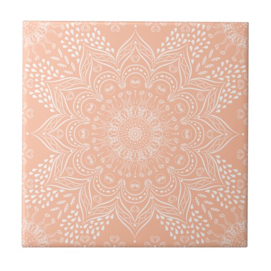 Peachy Boho Mandala Tegeltje (Voorkant)