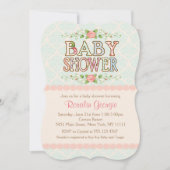 Peachy Chic, Country Baby shower Invitation Kaart (Voorkant)