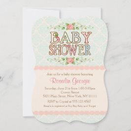 Peachy Chic, Country Baby shower Invitation Kaart