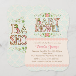 Peachy Chic, Country Baby shower Invitation Kaart