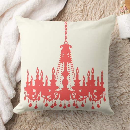 Peachy Coral Chandelier Designer Pillow Kussen (Deken)