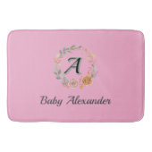 Peachy Coral Rose Wreath Personalized Name  Badmat (Voorkant)