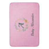 Peachy Coral Rose Wreath Personalized Name  Badmat (Voorkant Verticaal)