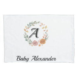 Peachy Coral Rose Wreath Personalized Name Kussensloop